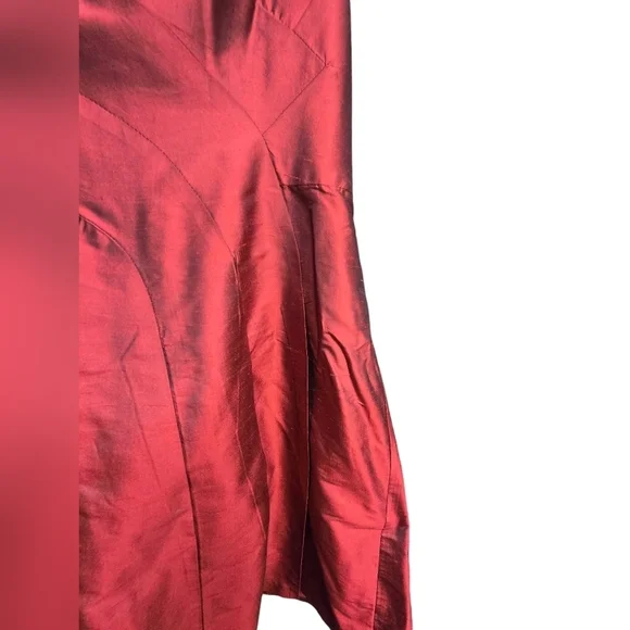 Suzi Chin for Maggy Boutique Red Strapless Silk Midi Dress Size 10 - Picture 10 of 10